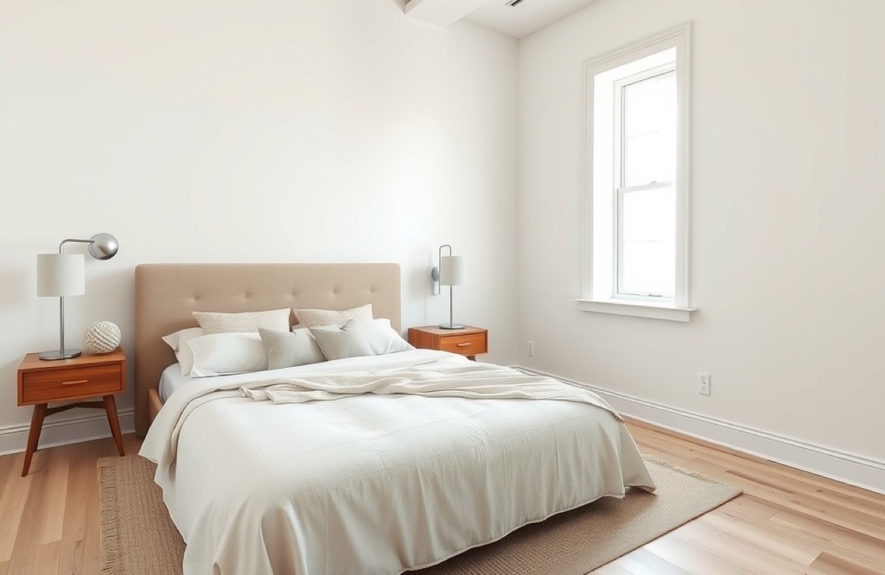 After staging: Bare bedroom → Warm neutral